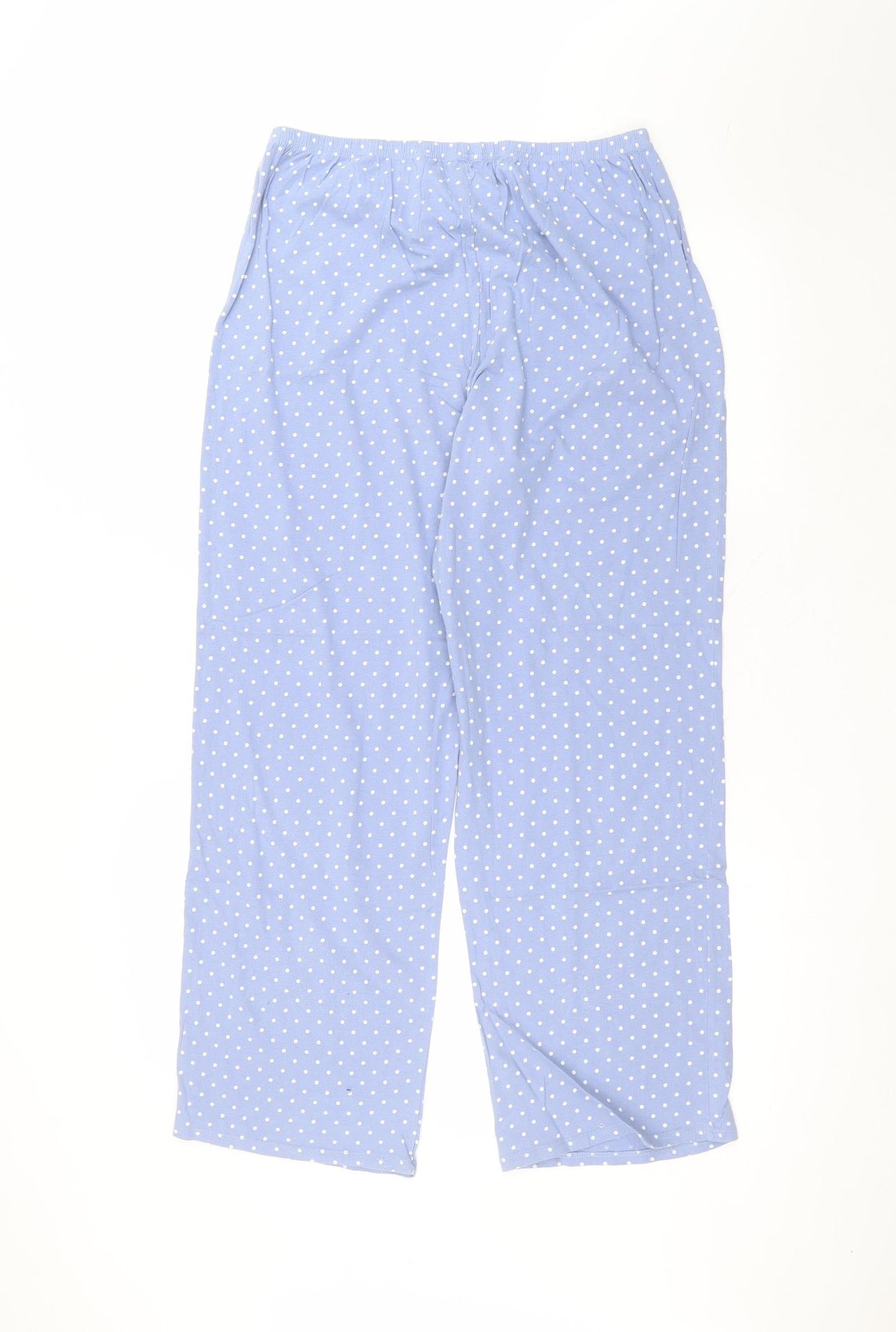 Marks and Spencer Womens Blue Polka Dot Cotton Trousers  Size 12 L26 in Regular