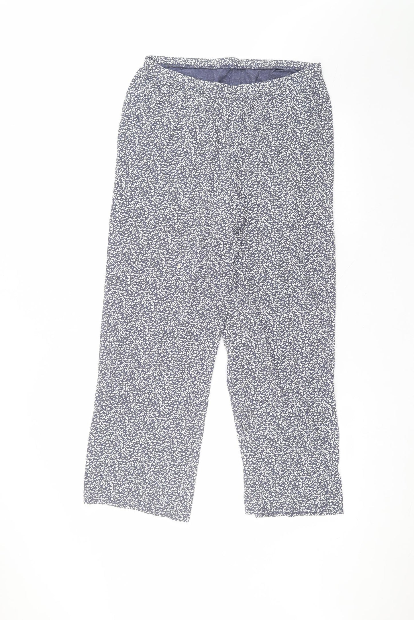 Marks and Spencer Womens Blue  Cotton Trousers  Size 12 L25 in Regular