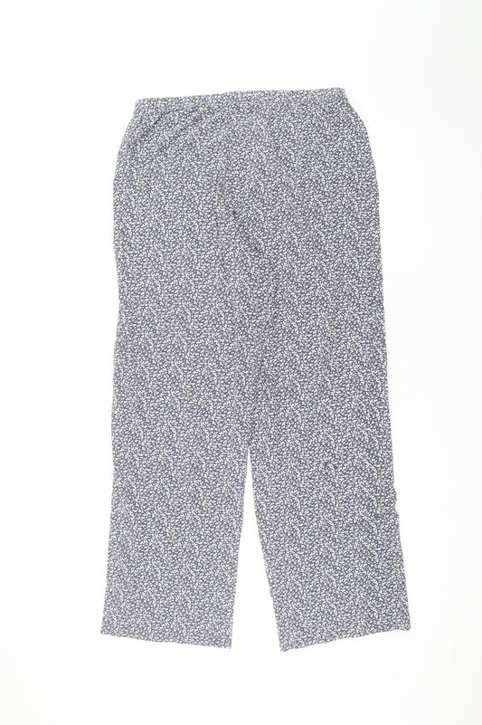 Marks and Spencer Womens Blue  Cotton Trousers  Size 12 L25 in Regular