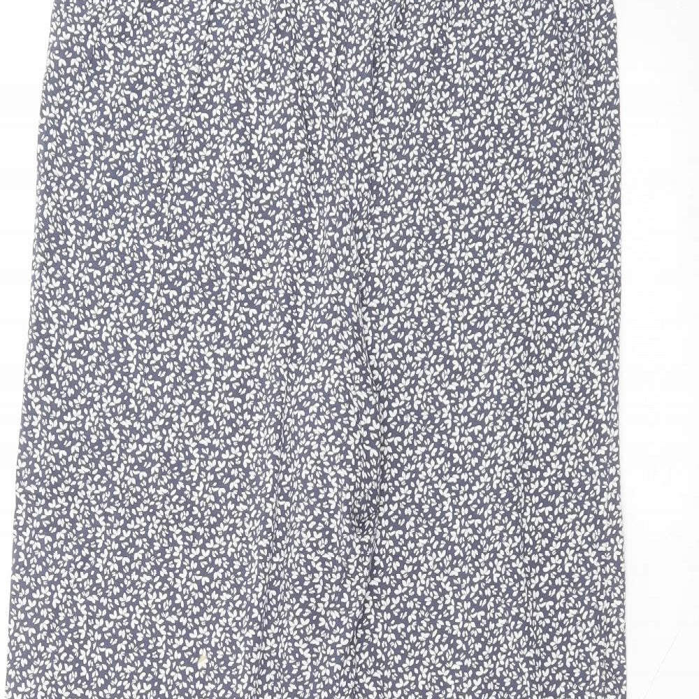 Marks and Spencer Womens Blue  Cotton Trousers  Size 12 L25 in Regular
