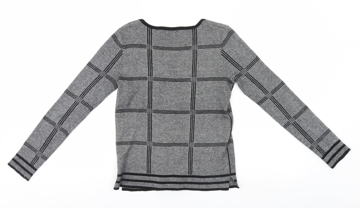 Papaya Womens Grey Round Neck  Acrylic Pullover Jumper Size 8