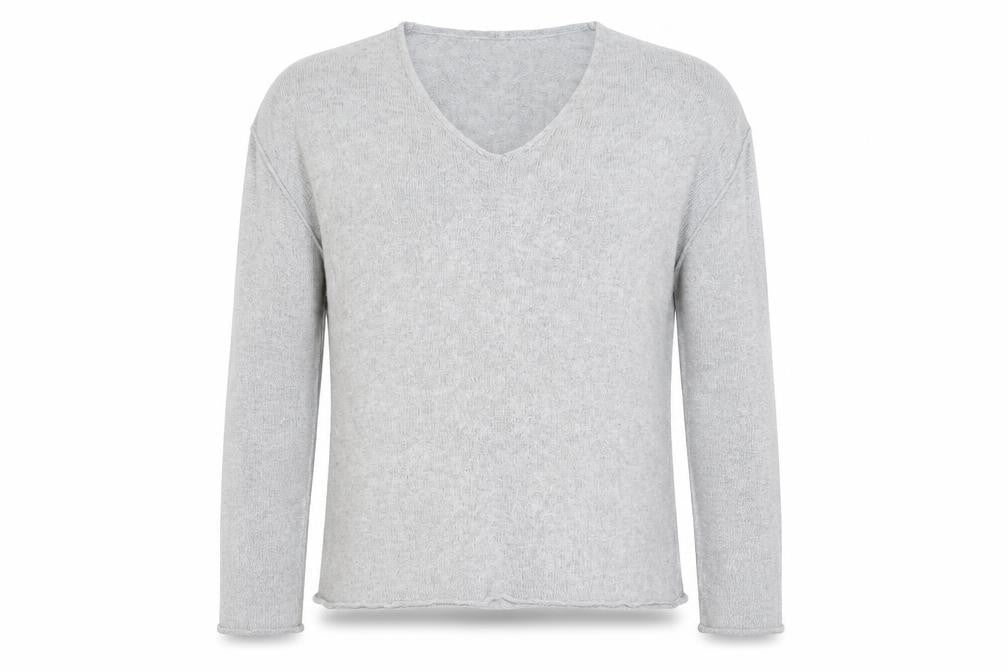 H&M Mens Grey V-Neck  Cotton Pullover Jumper Size M