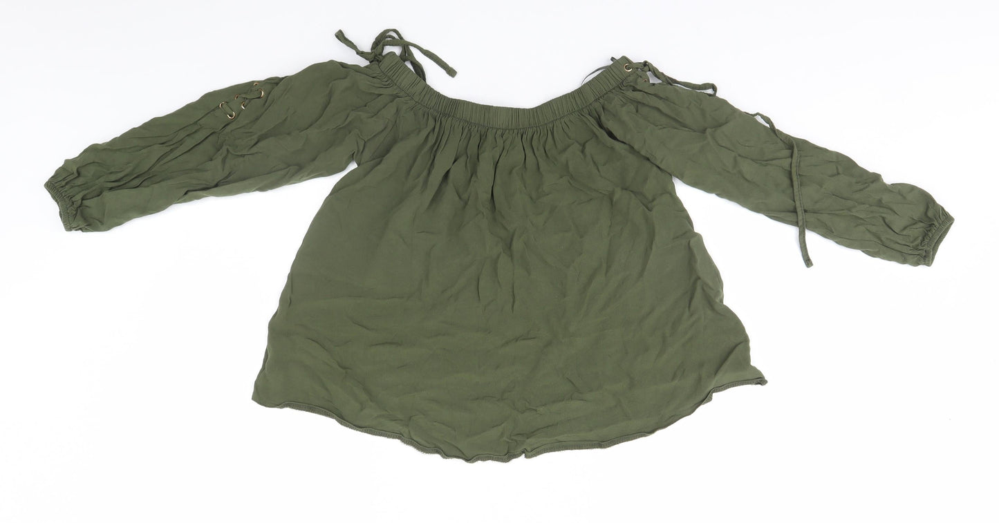 Select Womens Green  Viscose Basic T-Shirt Size 10 Round Neck