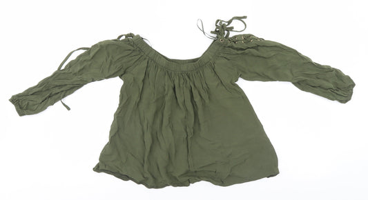 Select Womens Green  Viscose Basic T-Shirt Size 10 Round Neck