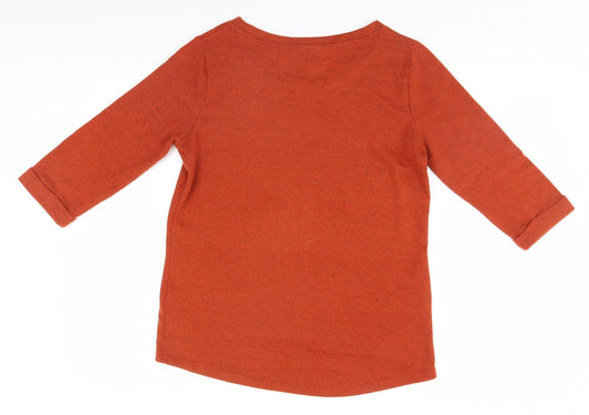 New Look Womens Orange Round Neck  Polyester Pullover Jumper Size 10