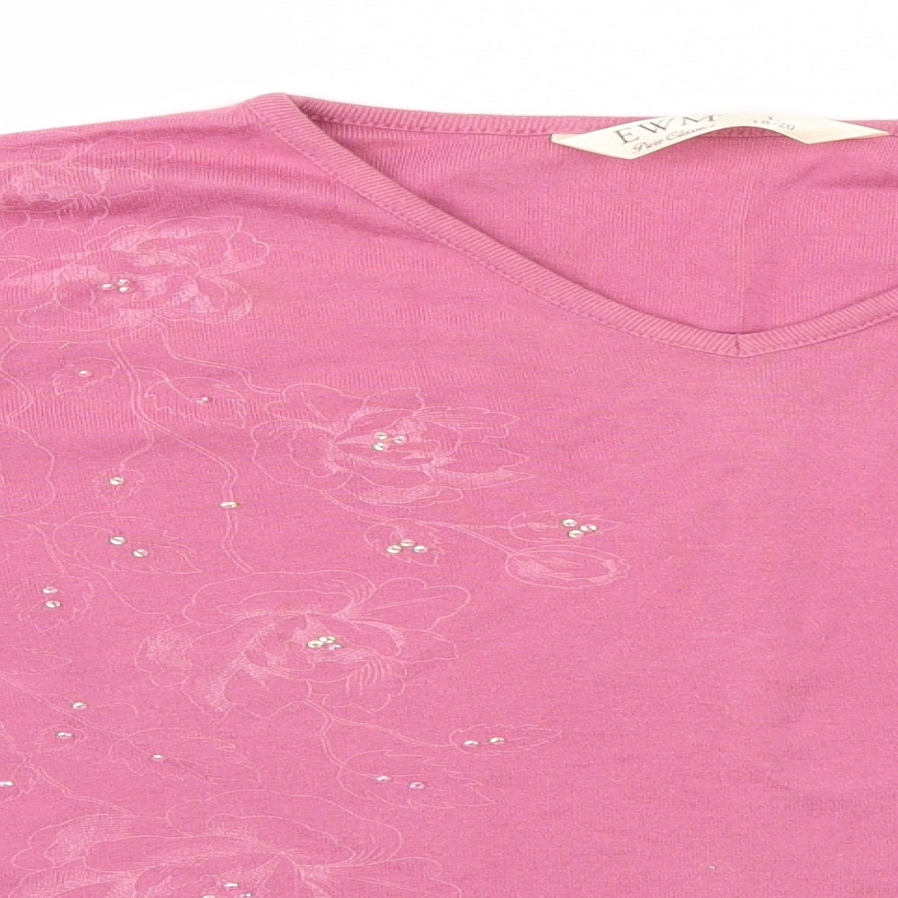 EWM Womens Pink Round Neck  Cotton Pullover Jumper Size 18