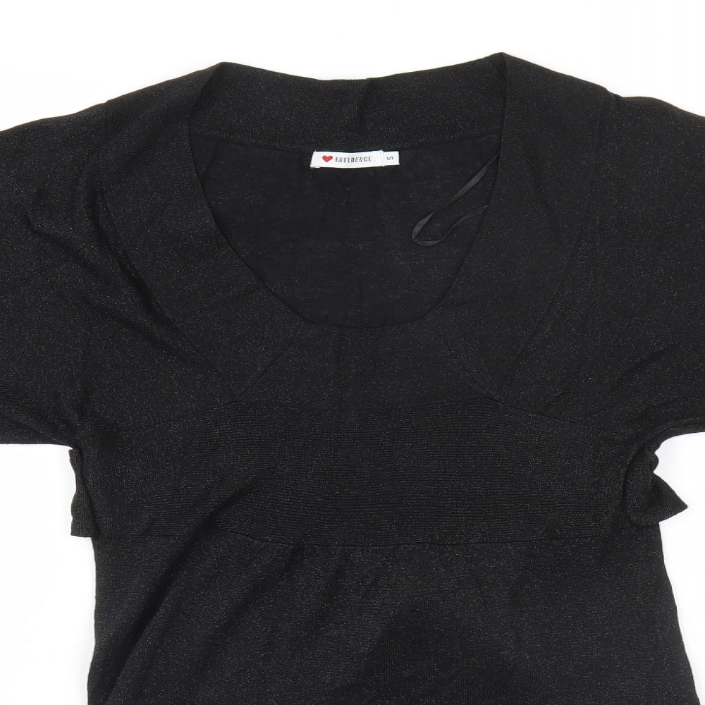Preworn Womens Black  Viscose A-Line  Size S  Round Neck