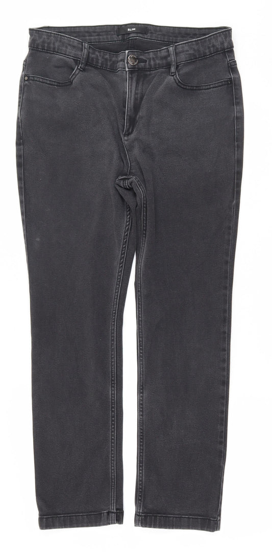 Marks and Spencer Womens Black  Cotton Skinny Jeans Size 12 L27 in Slim Zip