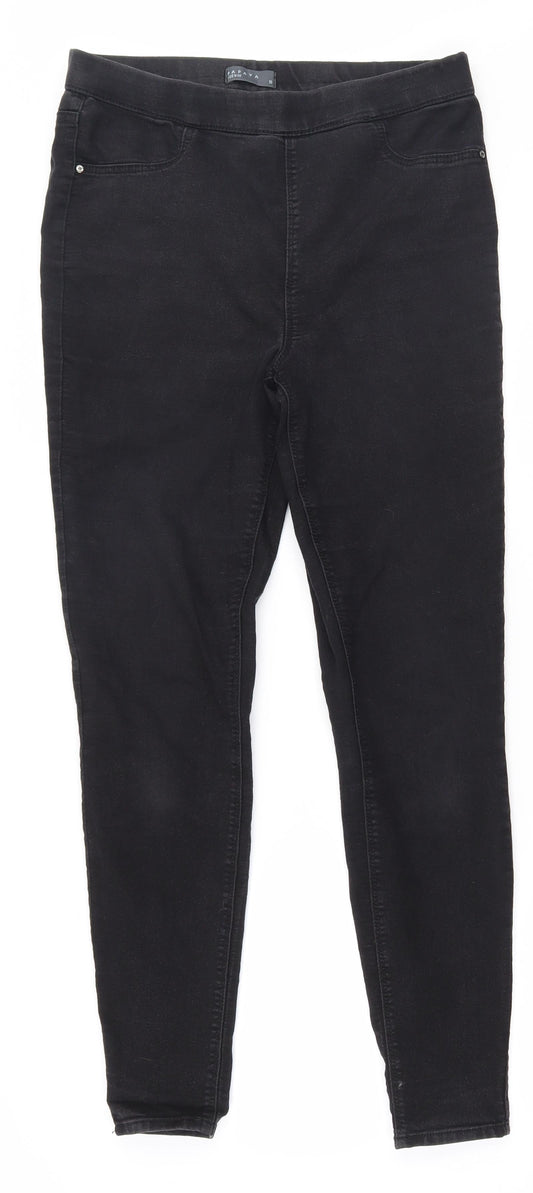 Papaya Womens Black  Polyester Jegging Trousers Size 10 L28 in Regular