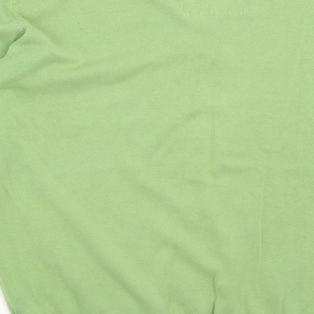 Denim Seventy Three Mens Green V-Neck  Cotton Pullover Jumper Size L