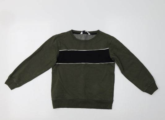 Very Boys Green Striped Cotton Pullover Sweatshirt Size 8 Years