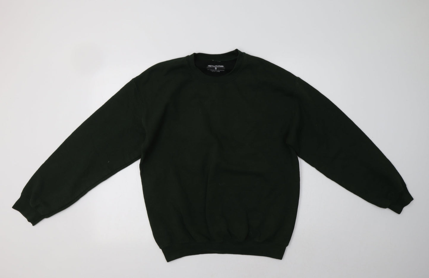 PRETTYLITTLETHING Womens Green  Cotton Pullover Sweatshirt Size S