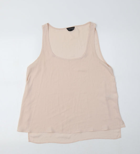 Topshop Womens Pink  Polyester Basic Tank Size 10 Scoop Neck