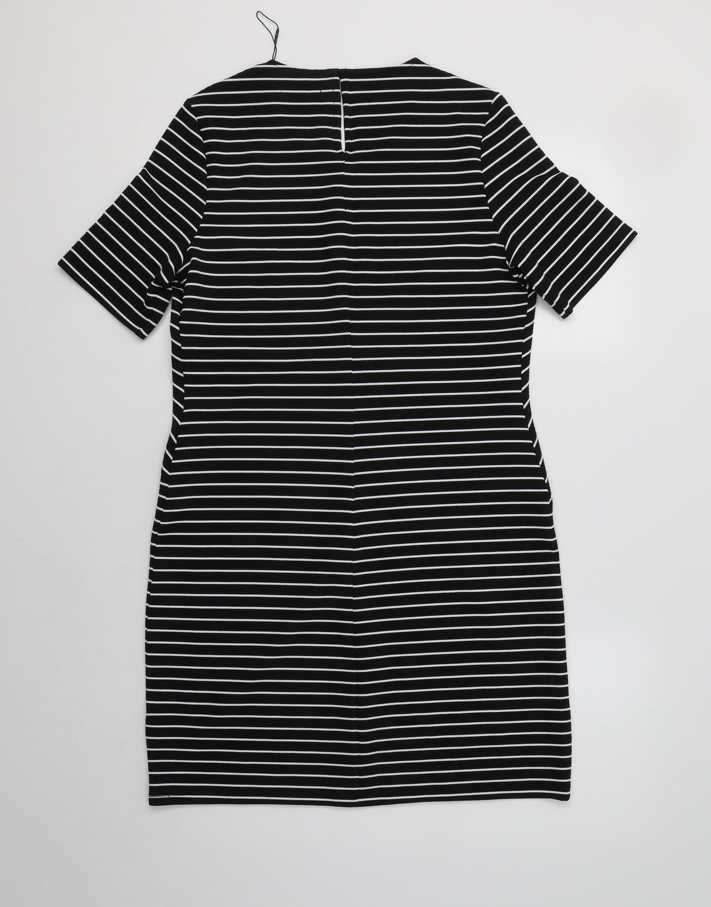 Papaya Womens Black Striped Polyester Bodycon  Size 10  Round Neck