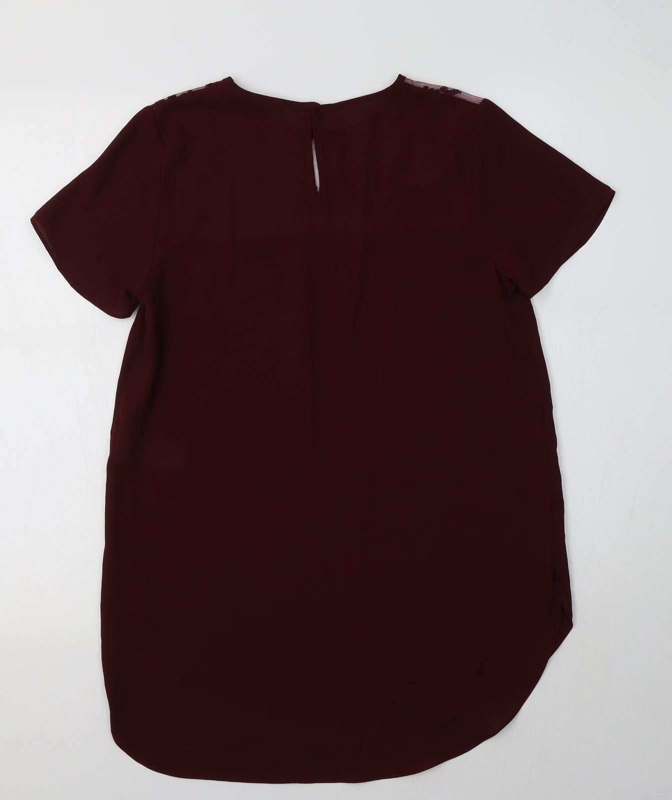 New Look Womens Purple  Polyester Basic Blouse Size 10 Round Neck - Lace Detail
