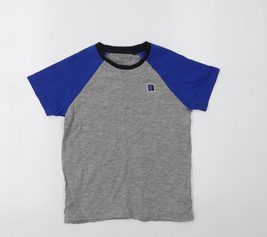 NEXT Girls Grey Colourblock Cotton Basic T-Shirt Size 5 Years Crew Neck