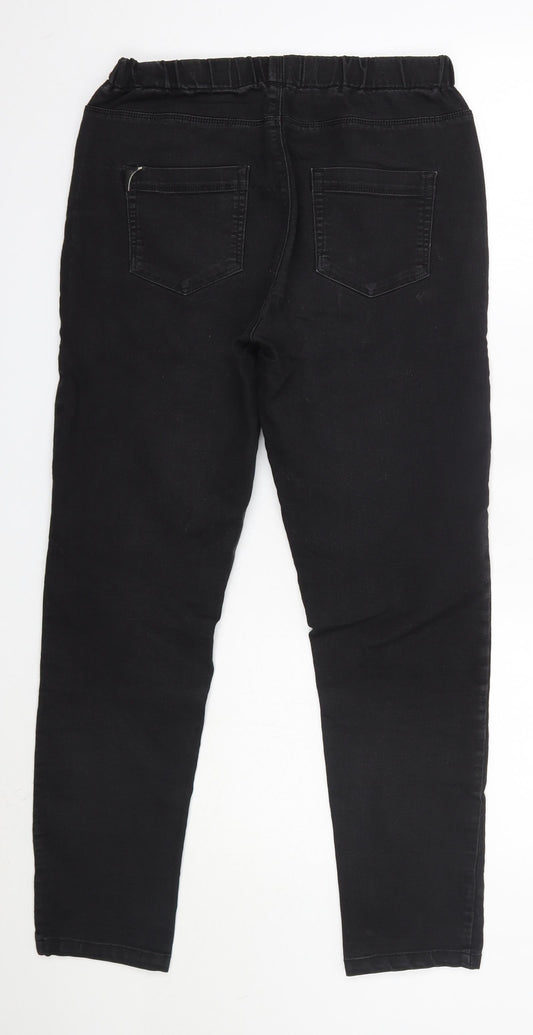 Peacocks Womens Black  Cotton Skinny Jeans Size 12 L28 in Regular