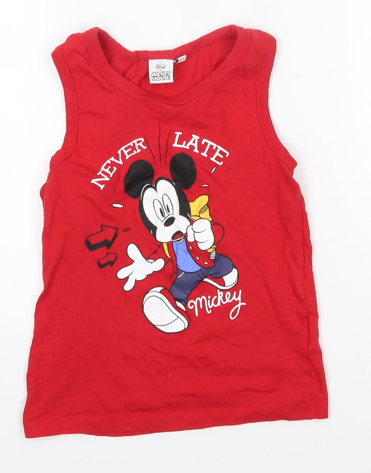 Disney Boys Red  100% Cotton Basic Tank Size 8 Years Round Neck