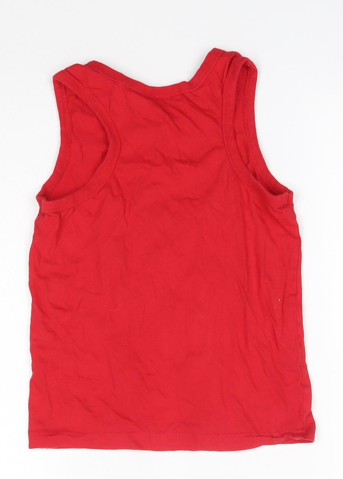 Disney Boys Red  100% Cotton Basic Tank Size 8 Years Round Neck