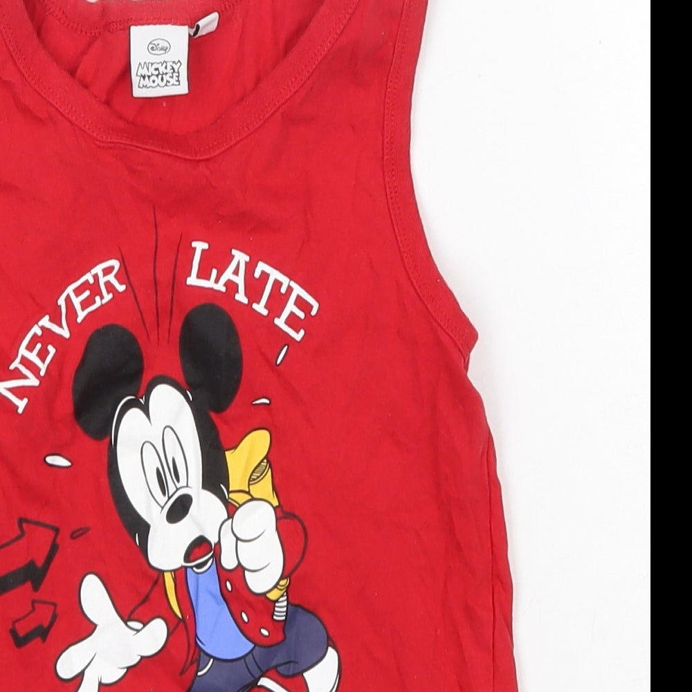 Disney Boys Red  100% Cotton Basic Tank Size 8 Years Round Neck