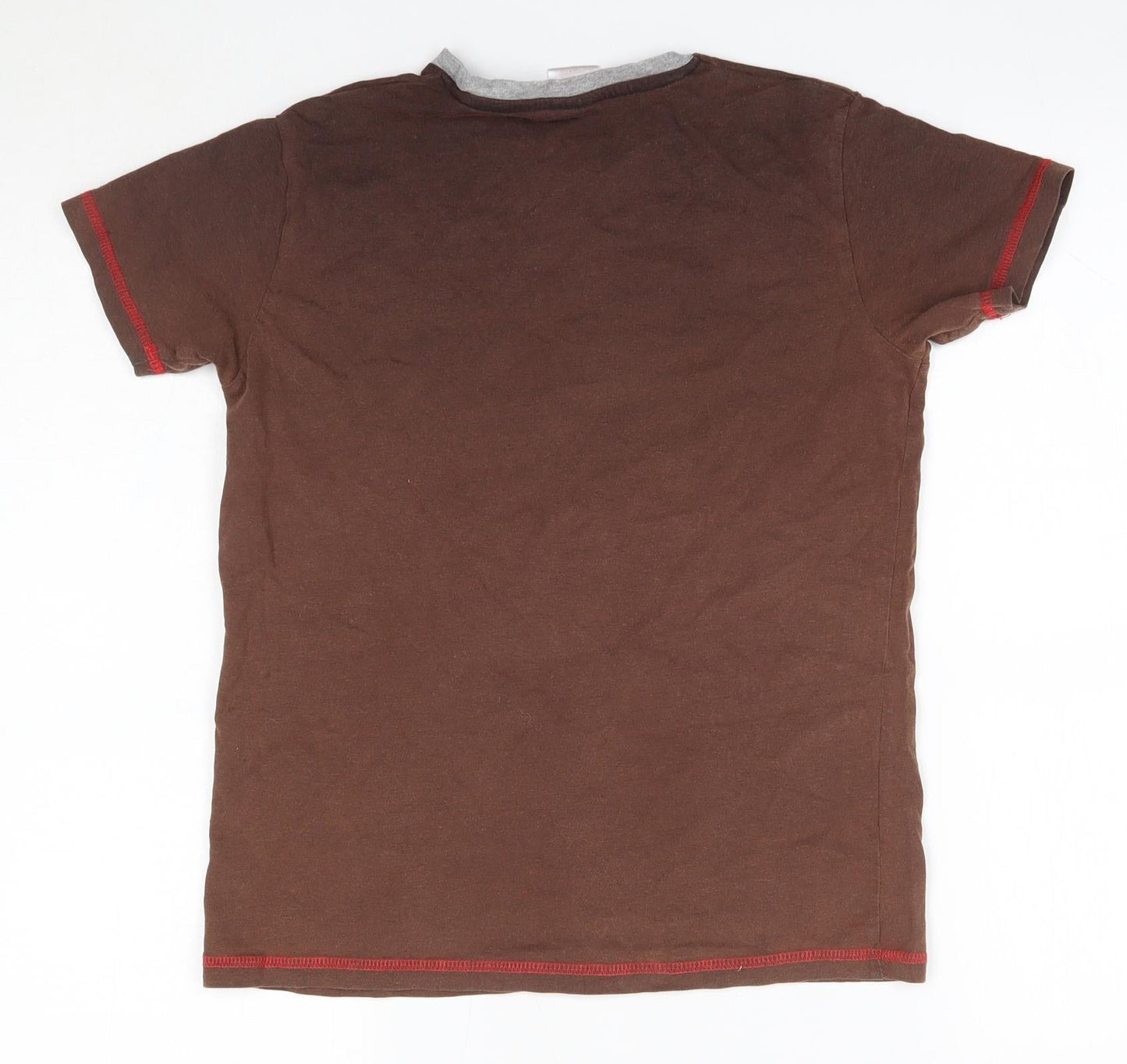 The Pyjama Factory Boys Brown  100% Cotton Basic T-Shirt Size 11-12 Years Round Neck