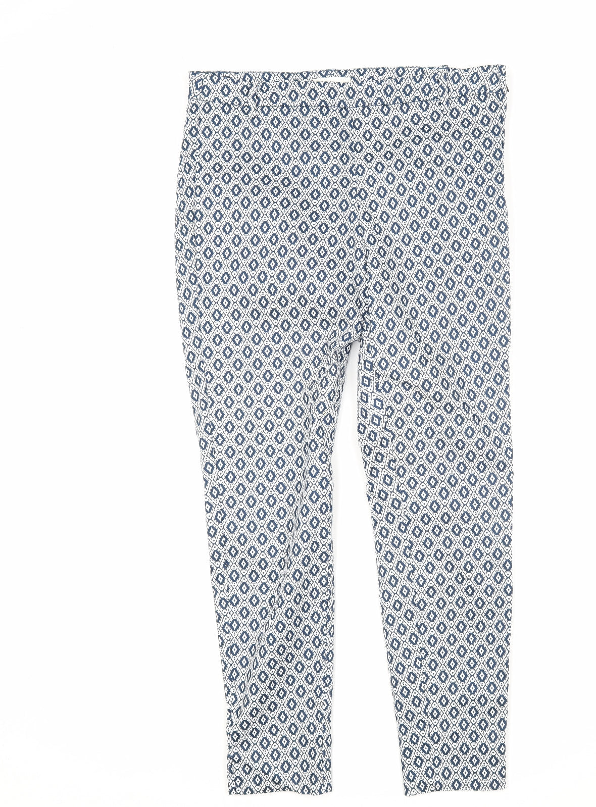 H&M Womens Multicoloured Argyle/Diamond Cotton Trousers  Size 10 L27 in Regular