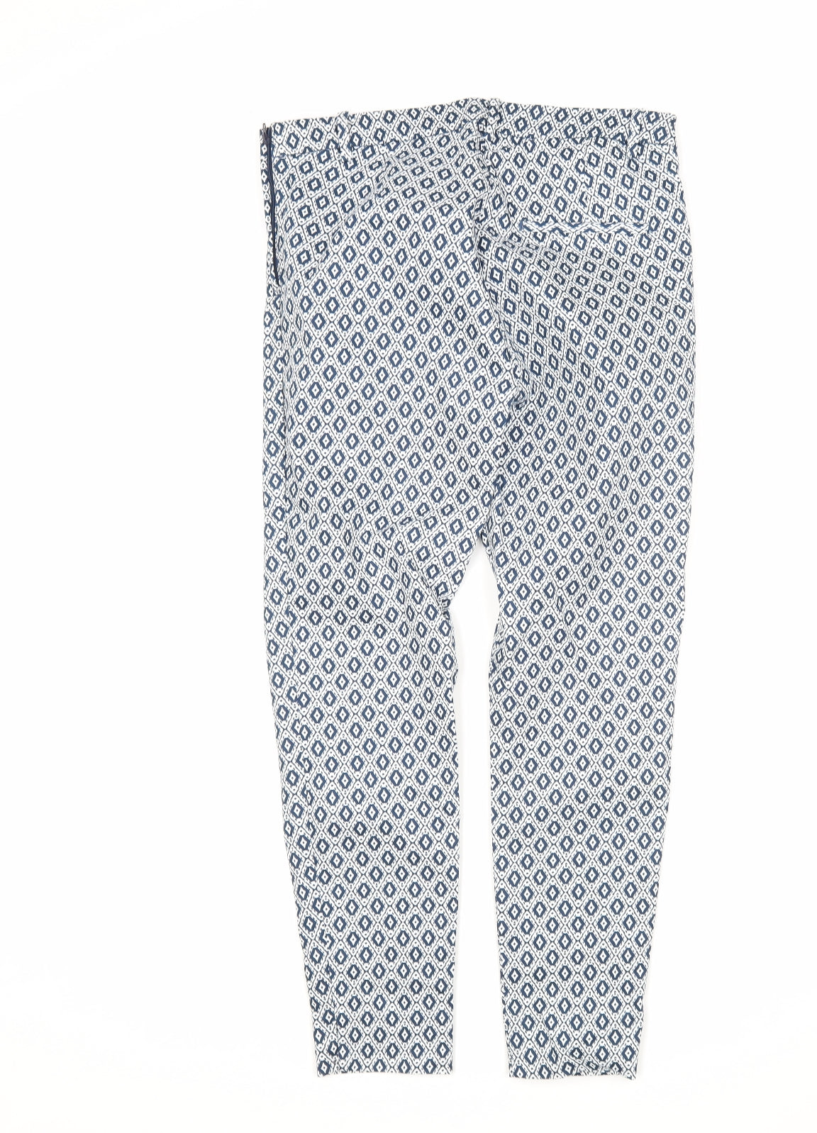 H&M Womens Multicoloured Argyle/Diamond Cotton Trousers  Size 10 L27 in Regular