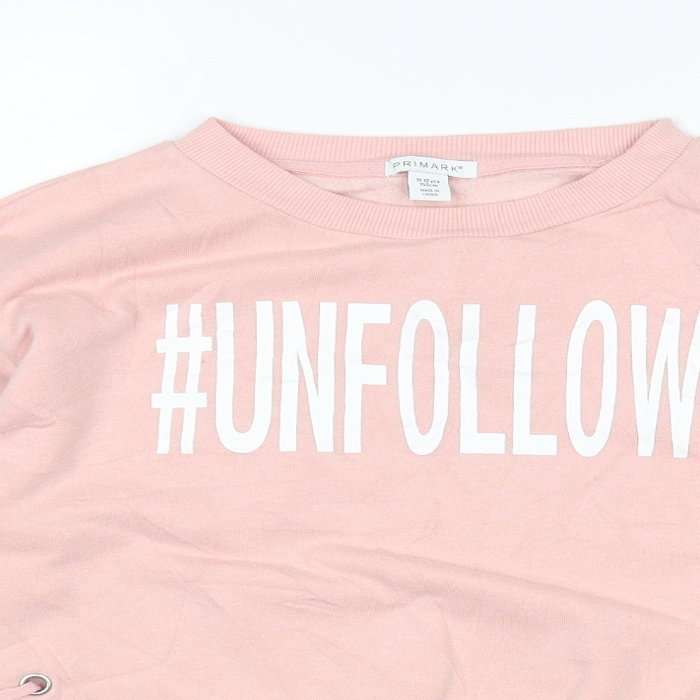 Primark Girls Pink  Polyester Pullover Sweatshirt Size 11-12 Years