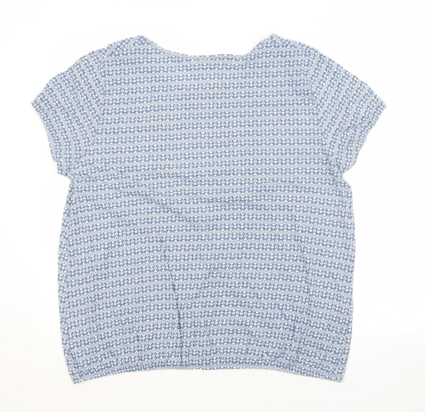 BPC Womens Blue Argyle/Diamond Cotton Basic T-Shirt Size 16 Scoop Neck