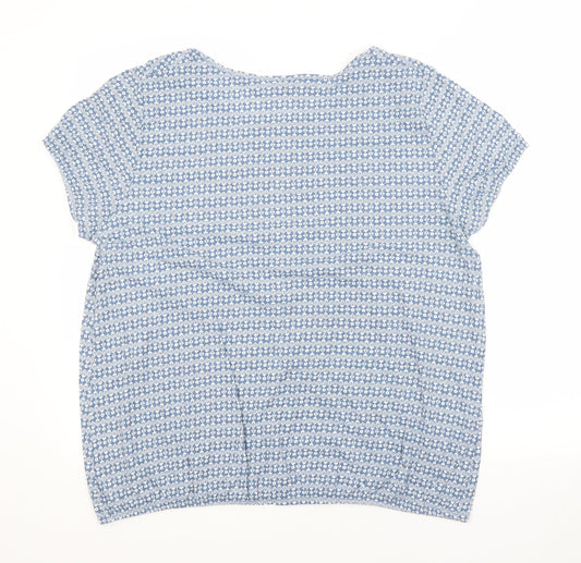 BPC Womens Blue Argyle/Diamond Cotton Basic T-Shirt Size 16 Scoop Neck