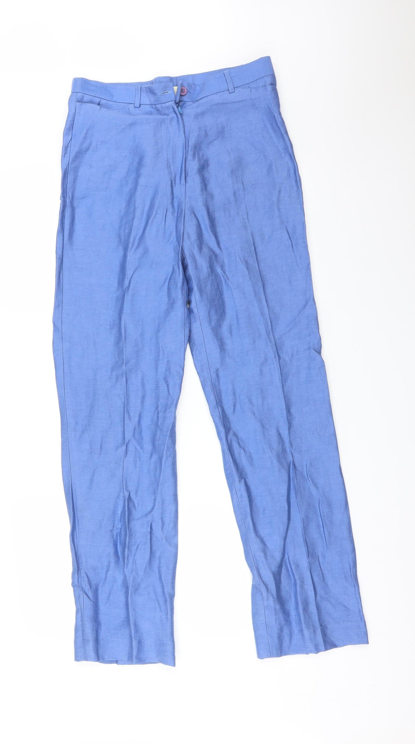 ROWLANDS Womens Blue  Viscose  Trousers Size 10 L31 in Regular