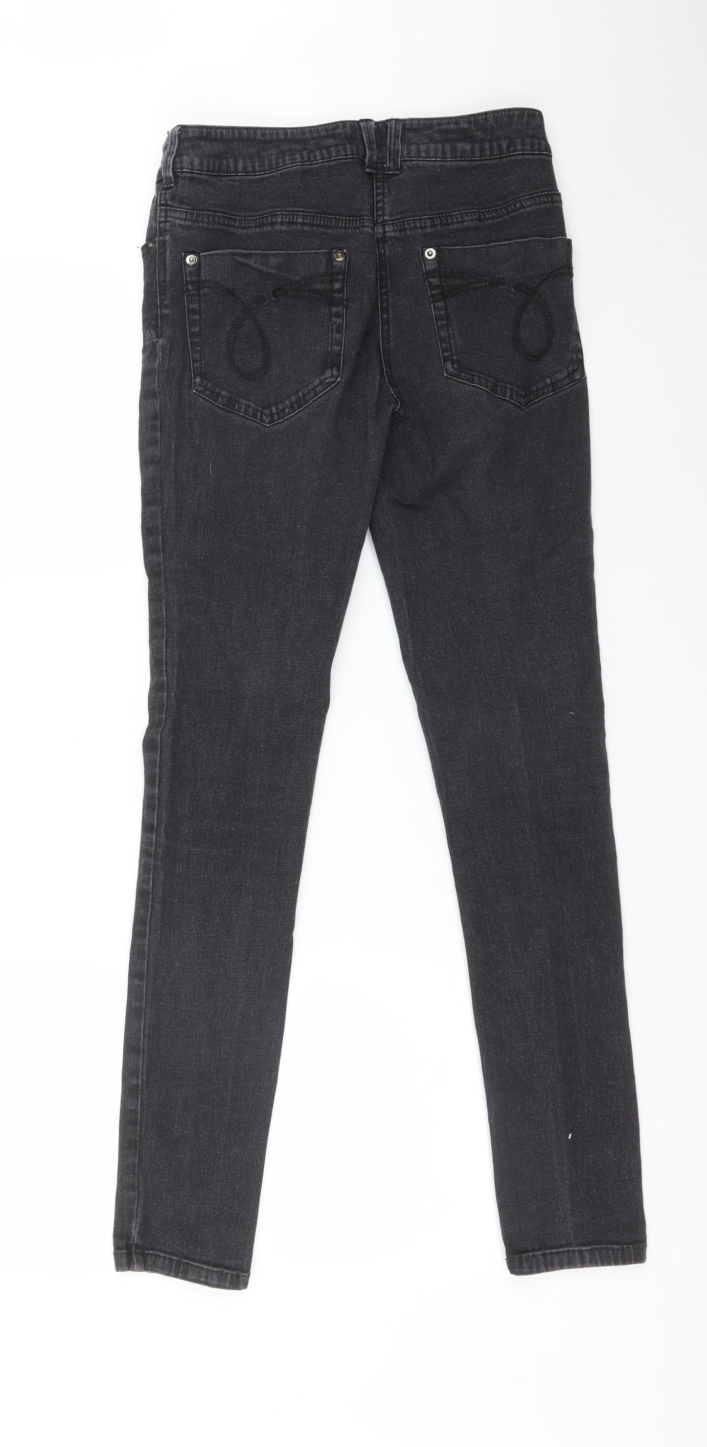 Preworn Womens Black  Cotton Skinny Jeans Size 10 L29 in Regular