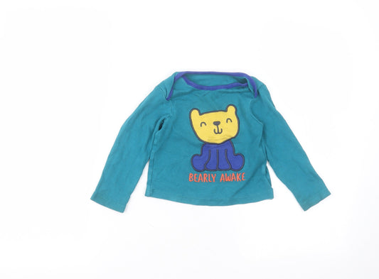 Nutmeg Boys Blue  Cotton Basic T-Shirt Size 2-3 Years Round Neck