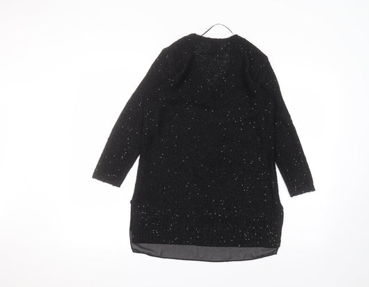 LOFT Womens Black Round Neck  Polyester Pullover Jumper Size S