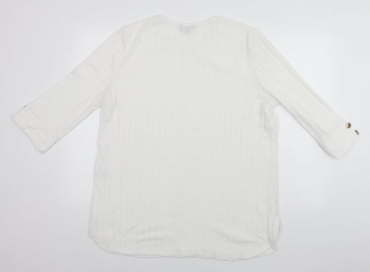 Peacocks Womens White Roll Neck  Polyester Pullover Jumper Size XL
