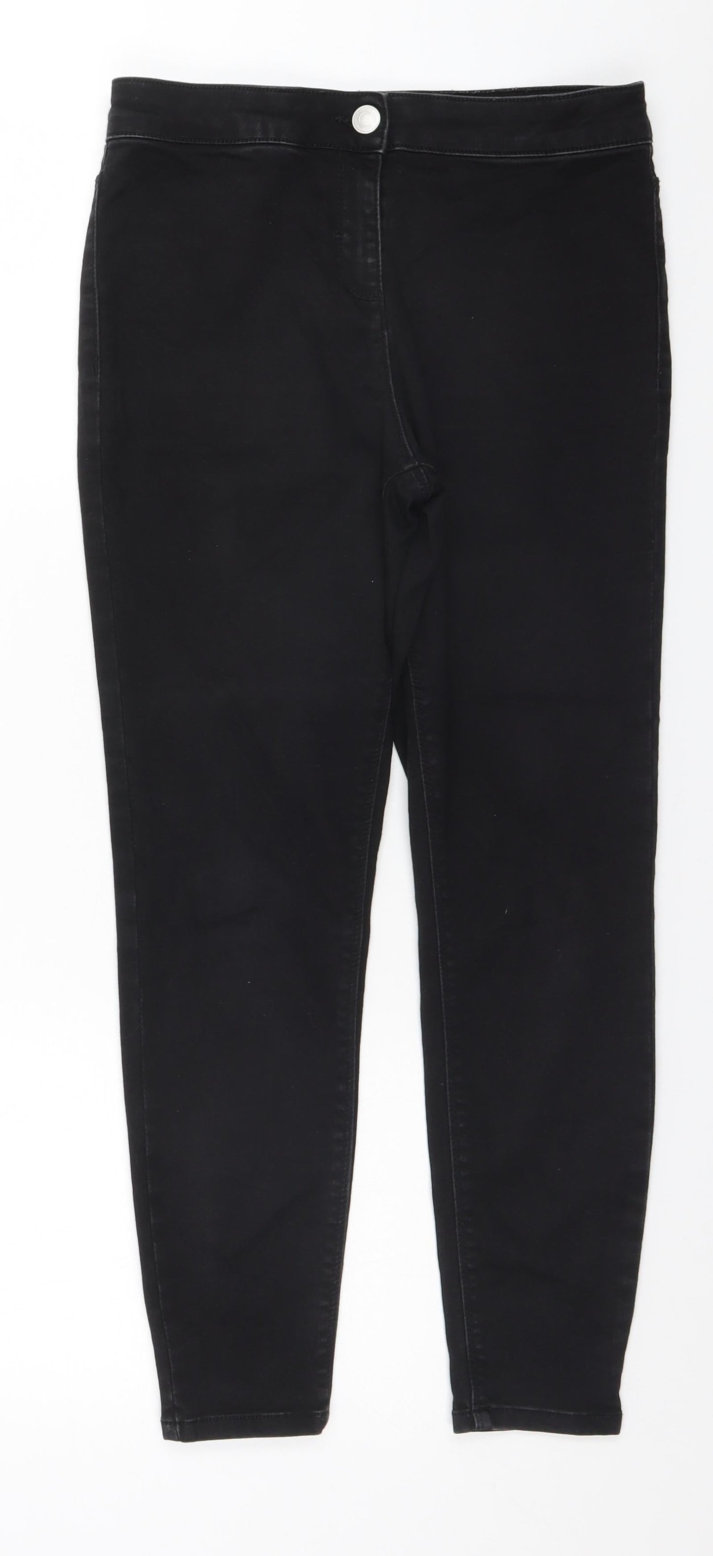 Papaya Womens Black  Cotton Skinny Jeans Size 10 L24 in Regular