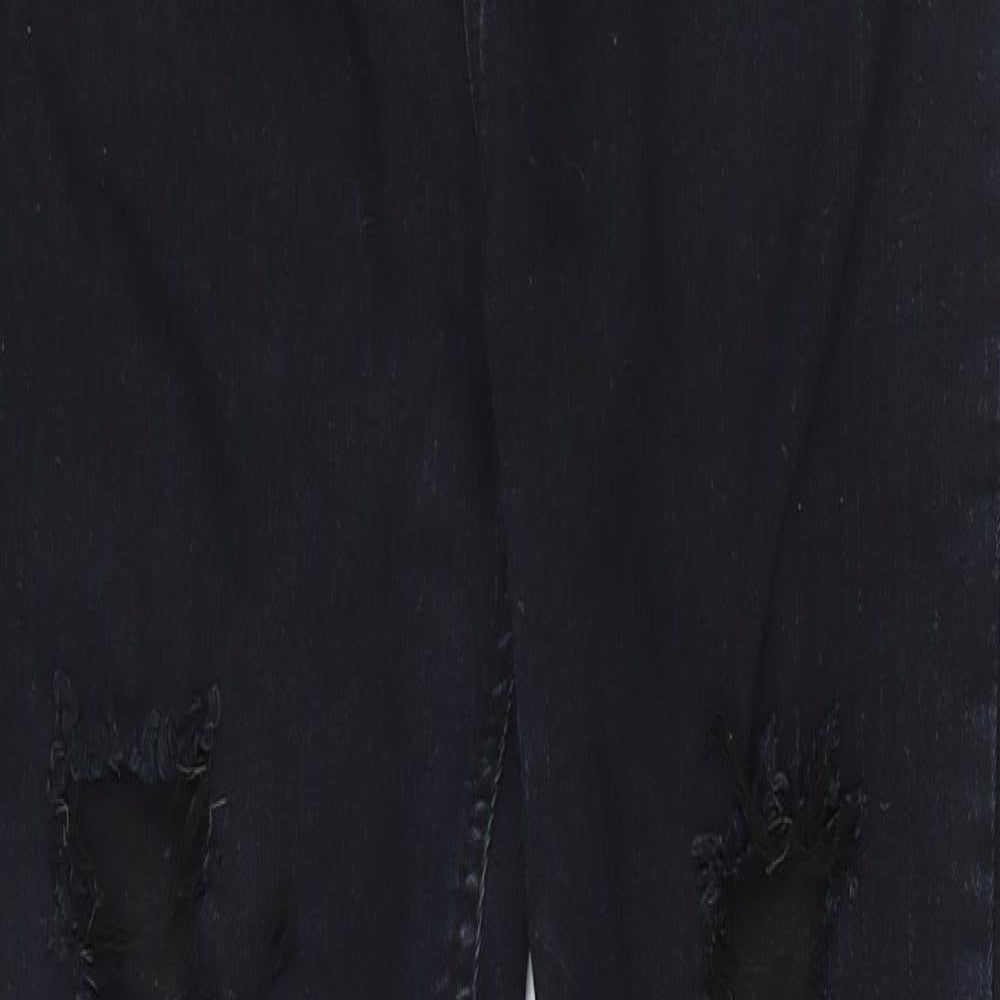 Boohoo Womens Blue  Cotton Skinny Jeans Size 12 L26 in Regular Zip