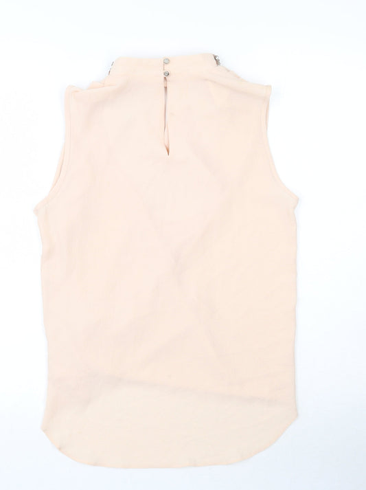 Dorothy Perkins Womens Beige  Polyester Tunic Tank Size 10 High Neck - Drop Back
