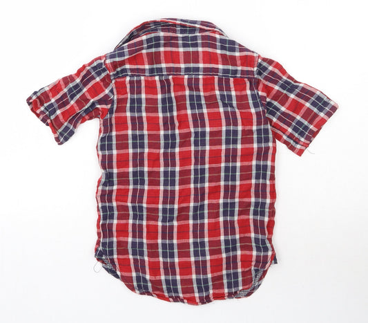 River Island Boys Red Check Polyester Basic Button-Up Size 4 Years Collared Button