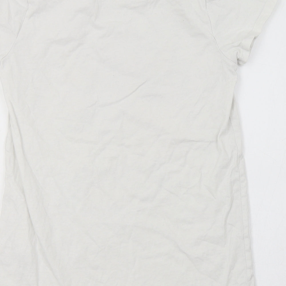 Nutmeg Girls White  Cotton Basic T-Shirt Size 12 Years Crew Neck  - Unicorn
