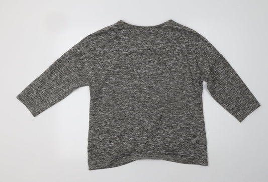 Papaya Womens Grey V-Neck  Polyester Pullover Jumper Size 16