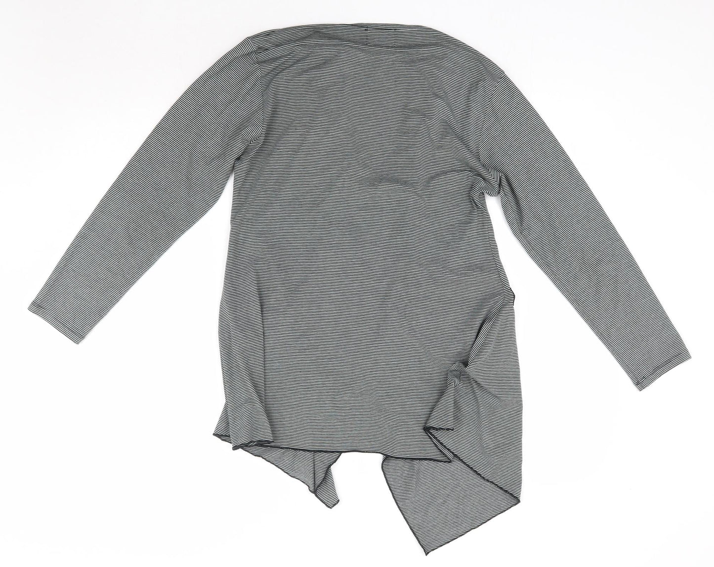 Masai Womens Grey V-Neck Striped Viscose Cardigan Jumper Size M