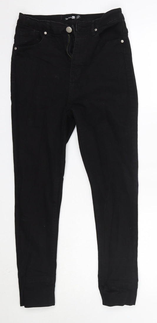 Boohoo Womens Black  Cotton Skinny Jeans Size 10 L26 in Regular