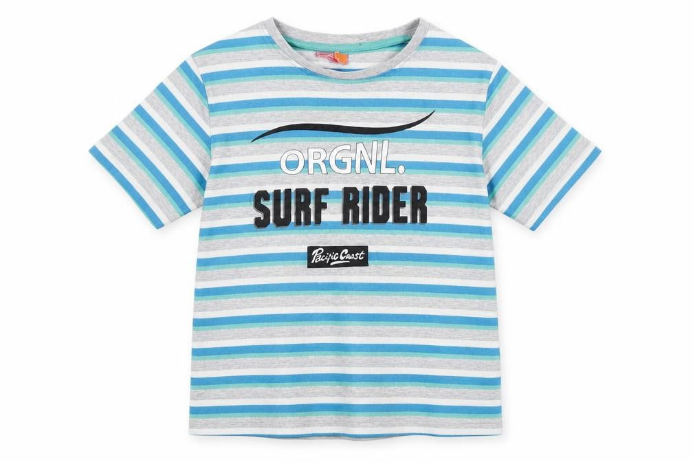 Lily & Dan Boys Multicoloured Striped Cotton Basic T-Shirt Size 11-12 Years Crew Neck