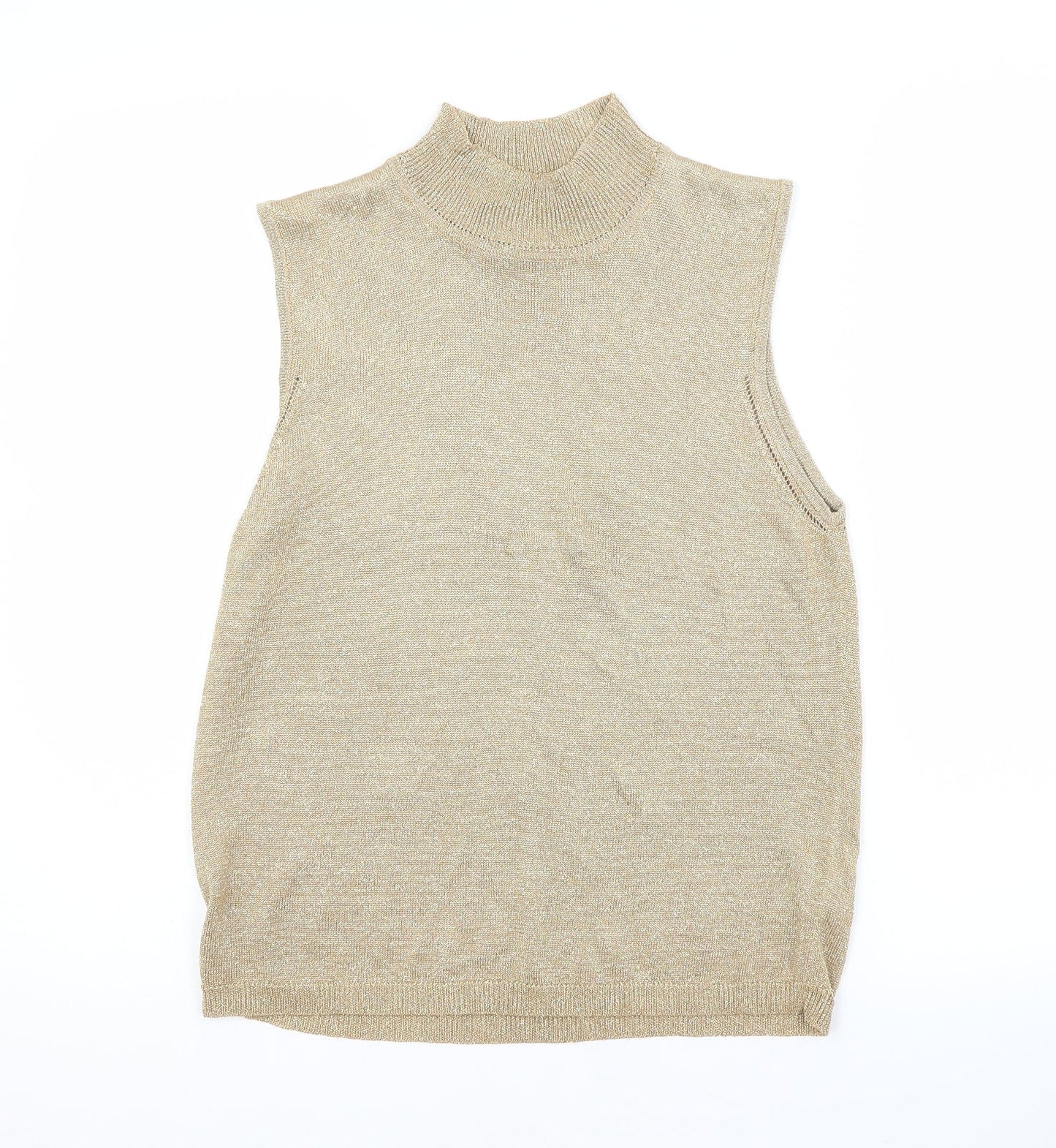 NEXT Womens Gold Round Neck  Viscose Vest Jumper Size 14