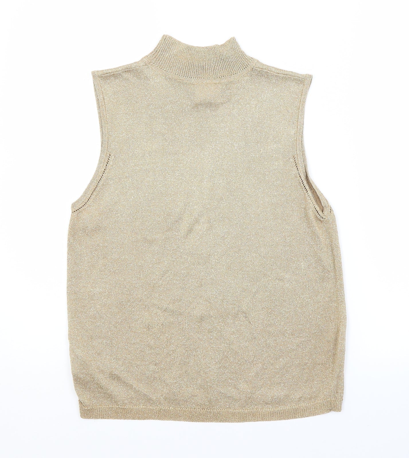 NEXT Womens Gold Round Neck  Viscose Vest Jumper Size 14