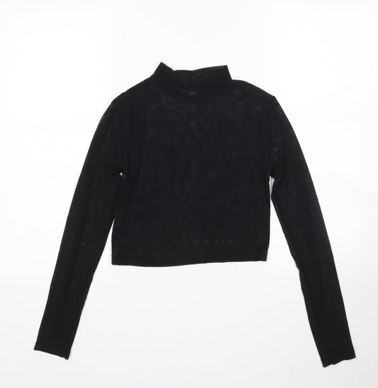ASOS Womens Black  Polyamide Basic Blouse Size 8 Mock Neck