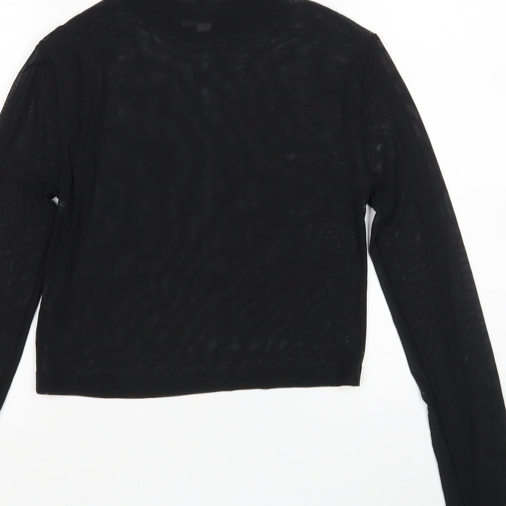 ASOS Womens Black  Polyamide Basic Blouse Size 8 Mock Neck