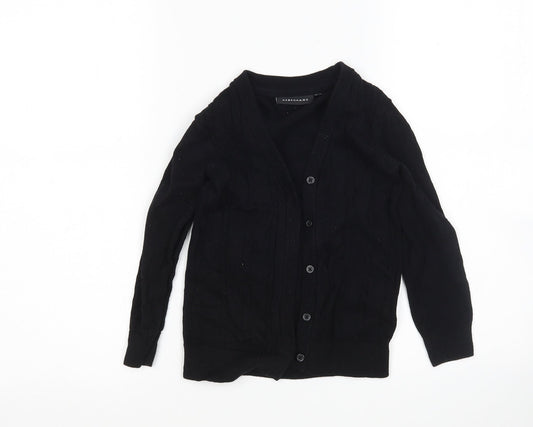 Debenhams Girls Black V-Neck  Cotton Cardigan Jumper Size 5-6 Years