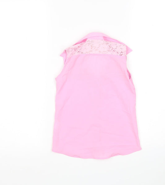 PLT girls Girls Pink  Polyester Basic Button-Up Size 7 Years Collared